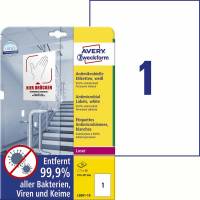 Laseretiket Avery antimicrobiel 210x297mm hvid 1/ark 10ark/pk