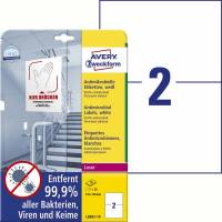 Laseretiket Avery antimicrobiel 210x148mm hvid 2/ark 10ark/pk