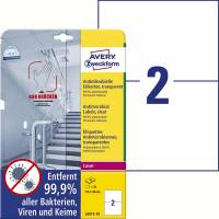 Laseretiket Avery antimicrobiel 210x148mm klar 2/ark 10ark/pk