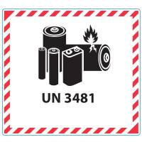 Fareetiket Lithiumbatteri UN 3481 hvid/sort 120x110mm 250stk