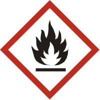 Fareetiket Brandfarlig r&oslash;d/hvid 100x100mm CLP 250stk