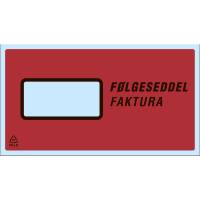 Følgeseddellomme i genbrugsplast LD m/tryk 235x130mm 1000stkkar Plast40/Plast20/Papir48