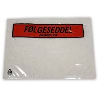 Følgeseddellomme i genbrugsplast C6 m/tryk 175x130mm 1000stk/kar Plast40/Plast20/Papir48
