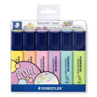 Tekstmarker, Staedtler Textsurfer 364 CWP6, 1-5MM, Skr&aring; spids, assorteret s&aelig;t af 6 stk