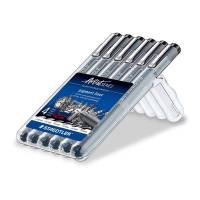 Pigmentliner STAEDTLER sort 6stk 0,05/0,1/0,2/0,3/0,5/0,8mm