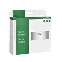 Navneskilte 30x70mm hvid m/n&aring;l & indstik