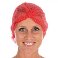 Engangs h&aring;rnet, Mop-Cap 55cm, Non-woven R&oslash;d, pakke a 1000 stk