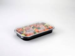 L&Atilde;&yen;g dome t/foliebakke sort/alu D-PET 241x145x25mm 100stk/pak