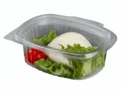 Plastbakke m/h&Atilde;&brvbar;ngslet l&Atilde;&yen;g oval A-PET 250ml 50stk/pak