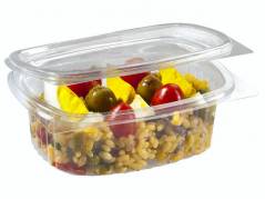 Plastbakke m/h&Atilde;&brvbar;ngslet l&Atilde;&yen;g oval A-PET 1000ml V00514P 50stk/pak