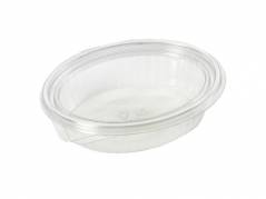 Plastbakke m/h&aelig;ngsl.l&aring;g 50stk R-PET oval 760ml 204x166x52mm