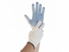 Bomuldshandsker hvid str. 7/S m/minidupper 12par/pak