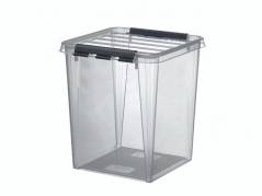 Plastkasse SmartStore transparent 70l m/l&aring;g 72x40x39cm