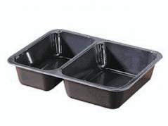 Plastbakke 2 rums CPET sort 225x175x43mm 300stk/kar