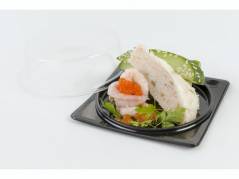 Portionsb&aelig;ger Tapas sort m/klar l&aring;g 120x120x44mm 30stk/pak