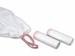 Affaldss&aelig;kke m/snoretr&aelig;k hvid 750x1100mm Luksus 10stk/rul