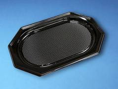Cateringfad A-PET sort mellem 450&Atilde;&mdash;300&Atilde;&mdash;25mm oval 10x10stk/kar