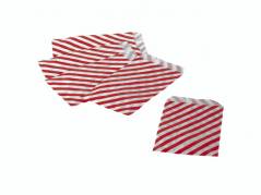 Konfektpose m/r&oslash;d diag. strib hvid 100x155mm 40g 1000stk/pak