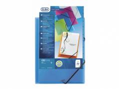 Plastmappe PP ELBA A4 koboltbl&Atilde;&yen; m/3 klapper & elastik