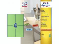 Etiket 3458 105x148 mm gr&Atilde;&cedil;n 4stk/ark 100ark/&Atilde;&brvbar;sk