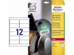Laseretiket Avery 99,1x42,3mm slidst&Atilde;&brvbar;rke 12/ark 10ark/pak