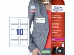 Navneskilt Avery selvkl&Atilde;&brvbar;b. 80x50mm laser 10/ark 20ark/pak