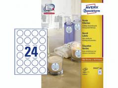 Etiket Avery runde &Atilde;&tilde;40mm 24stk/ark 100ark/pak