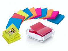 Dispenser plast hvid t/z-notes R-330 76x76mm inkl. 12 blokke