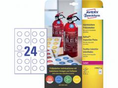 Etiket Avery t/inspektionsdato Nopeel hvid &Atilde;&tilde;30mm 240stk/pak