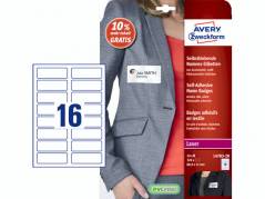 Navneskilt Avery selvkl&Atilde;&brvbar;b. 88,9x31mm laser 16/ark 20ark/pak