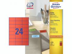 Etiket 70x37mm r&Atilde;&cedil;d Avery 3448 24stk/ark 100ark/pk