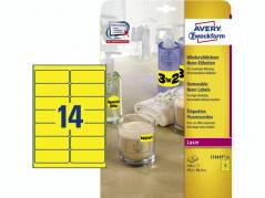 Etiket Avery 99,1x38,1mm neongul 14stk/ark 25ark/pak