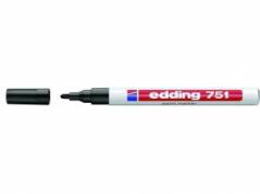 Marker Edding 751 permanent sort rund spids1-2mm 10stk/pak