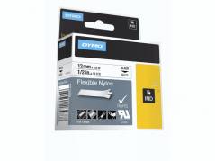 Dymo Tape Rhino Nylon Sort/Hvi 12mmx3,5m