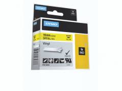 Labeltape DYMO D1 18433 19mmx5,5m sort p&aring; gul vinyl