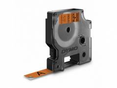 Labeltape DYMO D1 durable ekstra st&aelig;rk 12mmx3m sort p&aring; orange