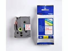 Labeltape Brother TZe-252 24mmx8m r&oslash;d p&aring; hvid lamineret