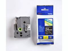 Labeltape Brother TZe-355 24mmx8m hvid p&Atilde;&yen; sort lamineret