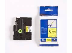 Labeltape Brother TZe-FX611 6mmx8m sort p&Atilde;&yen; gul fleksibel