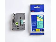 Labeltape Brother TZe-721 9mmx8m sort p&Atilde;&yen; gr&Atilde;&cedil;n lamineret