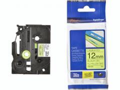 Labeltape Brother TZe-C31 12mmx5m sort p&aring; neongul lamineret