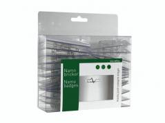 Navneskilte bnt 40x75mm m/sikkerhedsn&Atilde;&yen;l & indstik 50stk/pak