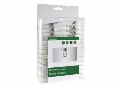 Navneskilte bnt 40x75mm m/clip, n&Atilde;&yen;l & indstik 50stk/pak