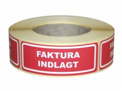 Etiketter selvkl. tryk:Faktura indlagt 24x64,6mm 500stk/rul