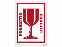 Etiketter selvkl. 150x210mm r&Atilde;&cedil;d Forsigtig/glas 250stk/rul