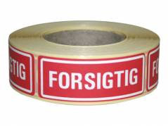 Etiket m/tekst Forsigtig 24x66mm 500stk/rul