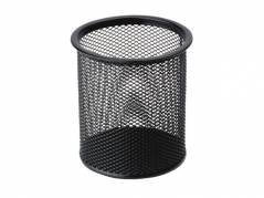 Penneholder tr&aring;d metal sort &Oslash;90mm H100mm