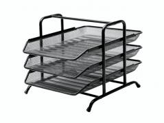 Brevbakkes&aelig;t tr&aring;d metal MESH m/3 bakker sort