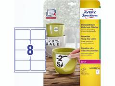 Etiketter Avery st&Atilde;&brvbar;rke hvide 99,1x67,7mm aftagelig 8stk/pak