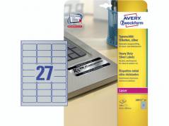 Laserlabels Avery Silver 63,5x29,6mm 20ark/&Atilde;&brvbar;sk L6011-20
